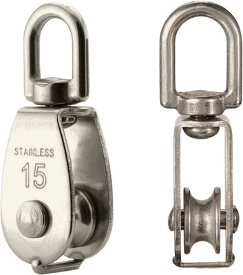 Sparesdeal Wire Rope Pulley Wheel | Steel Rope, Heavy Duty, Stainless Steel, Gym Pulley Climbing Pulley(Silver)
