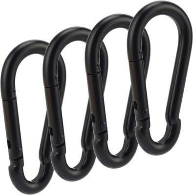 YMD 4Pc Spring Snap Hooks, Heavy Duty Black Carabiner Clips Multi-training Bar(Black)