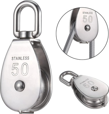 Vinayakart Stainless Steel Single Wheel Block Climbing Pulley with 50MM Climbing Pulley(Silver)