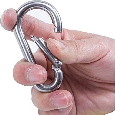 SERVEUTTAM Stainless Steel Snap Hook – Heavy Duty Safety Lock Cable Attachment | Climbing Quickdraw(Silver)