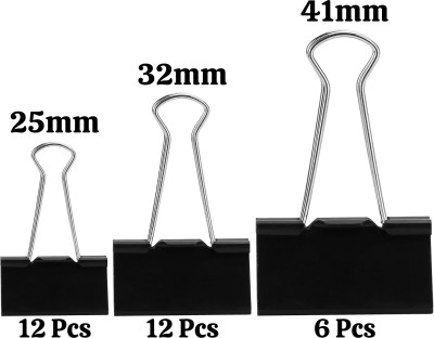 4MYL Binder Paper Clips 25mm, 32mm, 41mm Metal Binder Clip(Set of 3, Black)