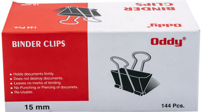 Oddy Clip Series Medium Metal Binder Clip(Set of 144, Black)