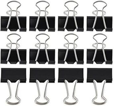 Aabhir Traders Paper Clip Standard Silver, Temp, Alloy Steel, Metal Paper Binder Clips(Set of 12, Black)