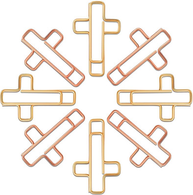 Budieggs Paper Clip 30 mm Metal Croce Shaped Clip(Set of 10, Multicolor)