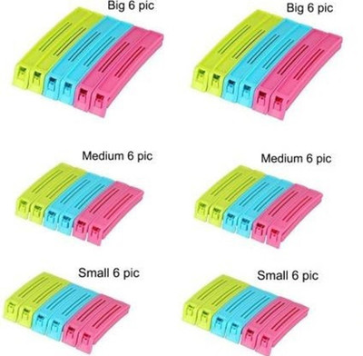 AMBEVILLA Food Clip Mix Sizes Plastic Multipurpose Food Snack Plastic Bag Clip Sealer(Set of 36, Multicolor)