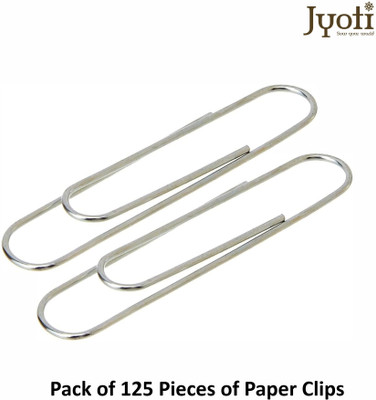 Jyoti Paper Clip - Round Shape, 1.00x50mm of Steel in Electroplated - Pack of 5 Boxes, 50mm, Steel Reusable Clamps for Holding Loose Paper and Document Organizing, Stationery(Set of 125, Silver)