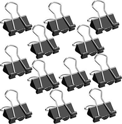 NFI essentials STAT-14 32mm Metal Binder Clips(Set of 12, Black)