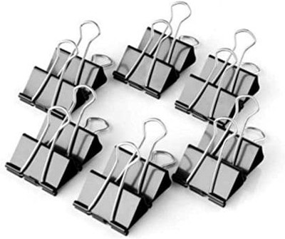Kavmart 12 19 MM Plastic Paper Binding Clip(Set of 12, Black)