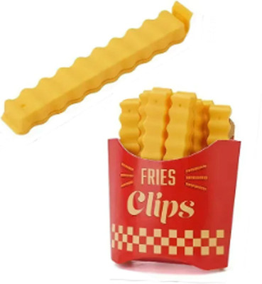 ExcitingDEalz Fries Shaped 9.7 Plastic Food Bag Seal Clip with Magnetic Holder Moisture Preservation Sealing clip(Set of 12, Yellow)