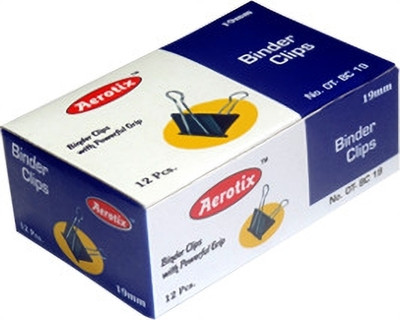Aerotix Binder Clip Pack of 12 packet 19 MM Metal Paper clips(Set of 72, Black)