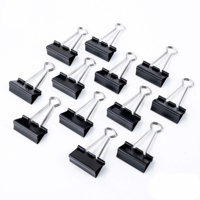 TULMAN 32 mm Binder Clip Clamp for Office,Paper Holding Capacity Files Organized Medium Metal Paper Clip(Set of 12, Black)