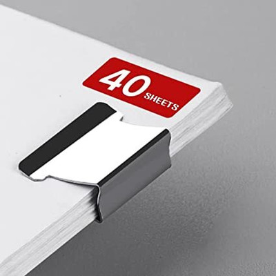 ALAMPAR Fast Clam Clip Dispenser Handheld Paper Fast Clam Clip Stapler Stainless Steel medium steel paper clip(Set of 50, Trasparent)