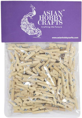 ASIAN HOBBY CRAFTS Mini 1.5 Inch Wooden Clip(Set of 50, Natural)