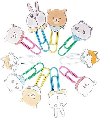R H lifestyle Paper Clips Bookmark for Kids Stationery School Office. 10pcs (Teddy Bear)… 3.8 Cm Wooden Paper Clip(Set of 10, Multicolor)