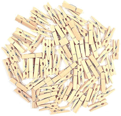 ASIAN HOBBY CRAFTS Mini Natural Wooden Clips for Photo Hanging, Scrapbooking & DIY Decor .(Set of 50, Natural)