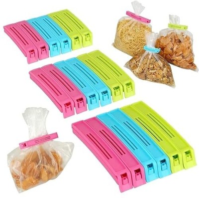 Shield plus Food Snack Bag Pouch Clip Sealer for Keep Food Fresh for Kitchen, Camping SMALL-6PC MEDIUM-6PC LARGE-6PC Plastic Snack Seal Sealing Bag Clips(Set of 18, Multicolor)