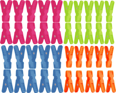 Qweezer 40 Pcs Mix Color Plastic Cloth Hanging Clips Clothes Pegs Plastic Cloth Clips(Multicolor Pack of 40)