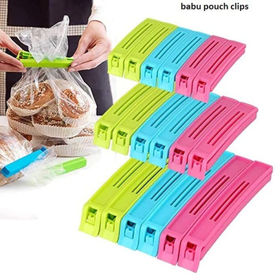 mrquee Pouch Clip Small, Medium & Large Plastic Airtight Food Bag Clips(Set of 18, Multicolor)