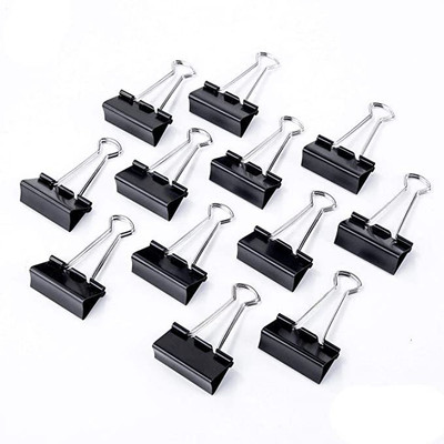 Kavmart 12 25 MM Plastic , Stainless Steel Paper binding Clip(Set of 12, Black)