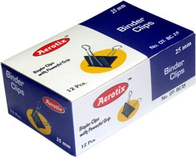 Aerotix Binder Clip (OT-BC25) 25 MM Pack of 12 packet Metal Paper CLIP(Set of 144, Black)