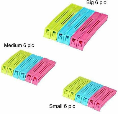 Halfknot Super Series Small, Medium, Large Plastic Pouch Clip(Set of 18, Multicolor)