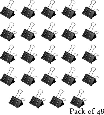 Eduway Heavy-Duty Binder Clamp for Files, Notes, Drawing Board /Paper 32 MM Stainless Steel Binder Clip(Set of 48, Black)
