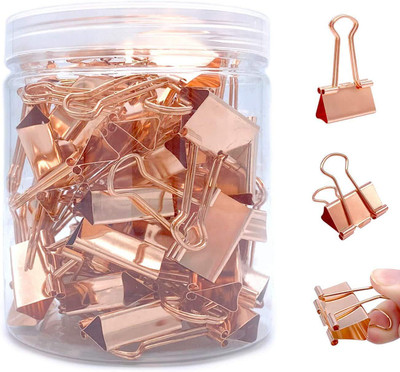 TRINGDOWN 1 medium metal Binder Clip Paper(Set of 40, Rose Gold)