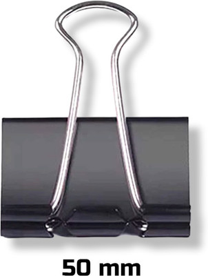 Kavmart 12 50 MM Pastic, steel Paper Binding Clip(Set of 12, Black)