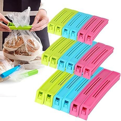 PLIRAXY Food Storage Clips Series Small, Medium & Large (Set of 3 Sizes)(6*8*10 cm) High-Quality Plastic Food Bag Clip(Set of 18, Multicolor)