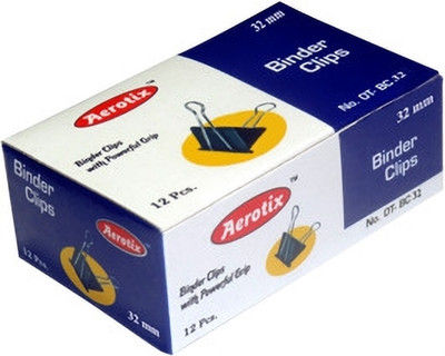 Aerotix Binder Clip Pack of 12 packet 32 MM Metal Paper CLIP(Set of 12, Black)