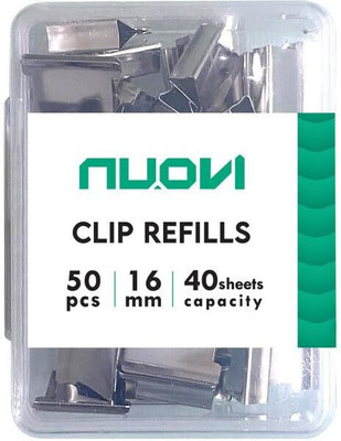 Nuovi 16mm Clam Clips | 50 Clips Per Box Regular Metal Refill Clip for Holding Papers, Documents, Notes(Set of 50, Silver)