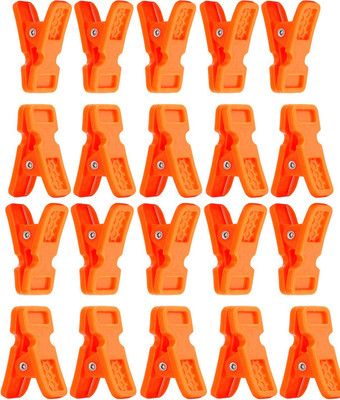 Qweezer 20 Pcs Clothes Hanger Hanging Hooks Plastic Cloth Clips(Orange Pack of 20)
