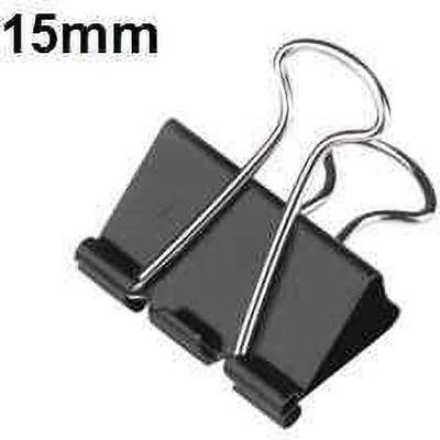 MS PRODUCTZ Premium 15mm Iron Binder Clip(Set of 12, Black)