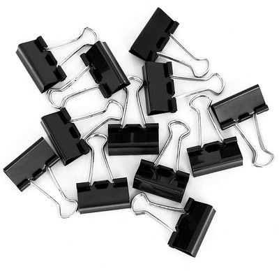 STORITE 12 PCS Small Metal BINDER CLIP(Set of 12, Black)