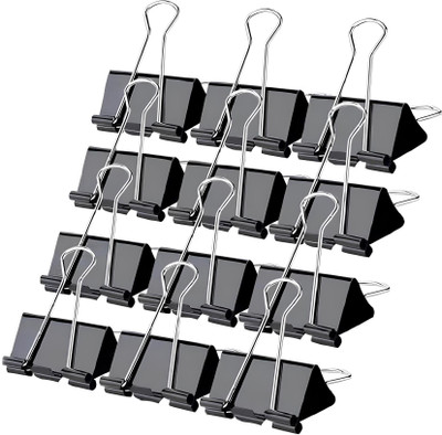 SAYA Binder Clips – 48 Pcs (4 boxes), Rust-Resistant Metal, Tight Grip, Reusable. 25mm Stainless Steel Binder Clip(Set of 48, Black)