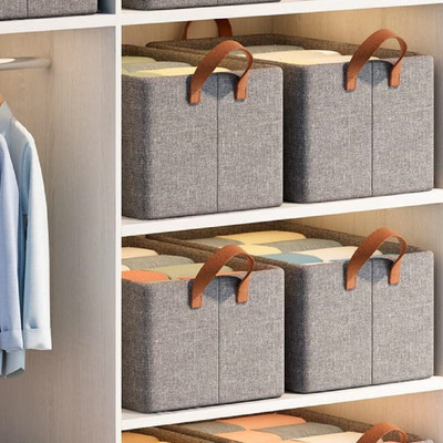 K.B.SALES 4 Pcs Fabric Storage Cubes Organizer With Handles Foldable Baskets Organizing Closet Divider(Fabric)