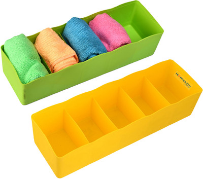 HOMESTIC Plastic 5 Grid Undergarment Stationery Organizer Drawer Divider(Plastic)