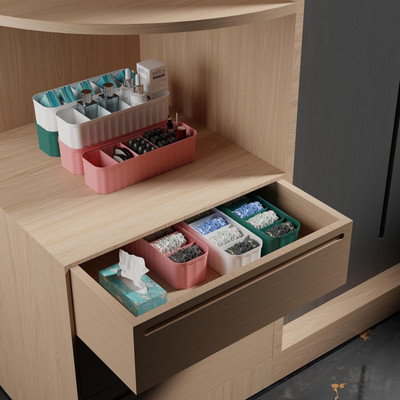 M9Gi Socks Rack Innerwear Cosmetic Makeup Drawer Organiser With Partition,Pack of 4 Drawer Divider(Plastic)