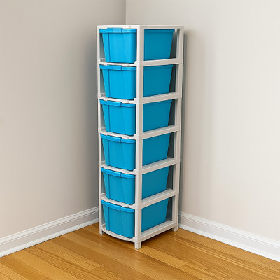 MAXTID 6 Layer Blue Modular Drawer MultiPurpose Organizer for HomeHospital,school Drawer Divider(Plastic)
