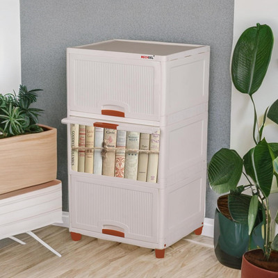 RUSHIL WERE 3 Layer Plastic Storage Foldable Wardrobe For Clothes, Modular Drawer Box Drawer Divider(Plastic)
