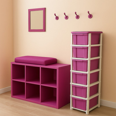 MAXTID 6 component Pink Drawer Organizer Home/Parlour and Storage Solution Drawer Divider(Plastic)