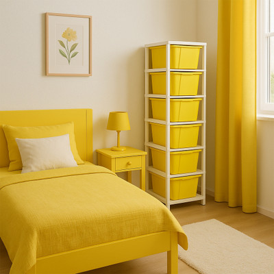 MAXTID 6 layer Yellow Multipurpose plastic drawer Cupboard/Almari/Foldable Drawer Drawer Divider(Plastic)