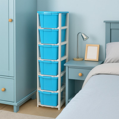 MAXTID 6 Layer Blue Modular Drawer MultiPurpose for Home Hospital,Parlour, school Drawer Divider(Plastic)