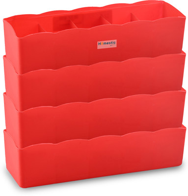 HOMESTIC Plastic 5 Grid Undergarment Stationery Organizer Drawer Divider(Plastic)