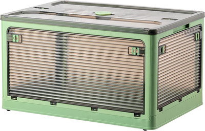 FLIPXEN Portable Crate Clear Storage Box Container Basket with Wheels 51 x 36 x 30 CM Drawer Divider(Plastic)