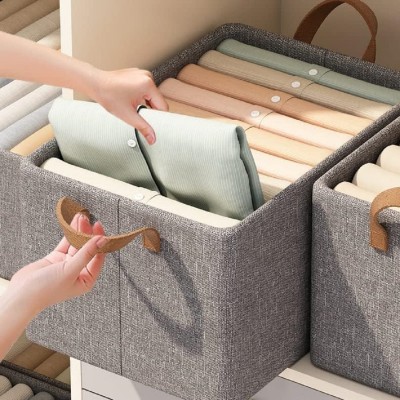 K.B.SALES 2 Pcs Fabric Storage Cubes Organizer With Handles Foldable Baskets Organizing Closet Divider(Fabric)