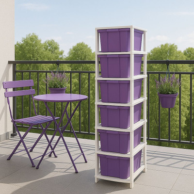 MAXTID 6 Layer Purple Kids Drawer Essentials Free Standing Chest of Drawers Drawer Divider(Plastic)