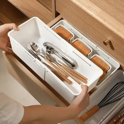 SUKHAD Multipurpose Retractable Expandable Cabinet Space Big Storage | Pack Of 03 Drawer Divider(Plastic)