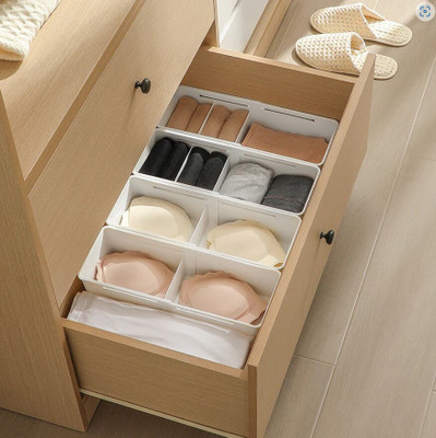 Gajanan mart (Set Of 3) Multifunctional Underwear And Socks Storage Box, Home Organization Drawer Divider(Plastic)
