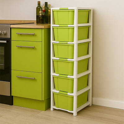 MAXTID 6 Layer Green Modular Drawer MultiPurpose for Home Hospital,Parlour, school Drawer Divider(Plastic)